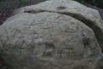 Pedra de les bruixes. Roca amb gravats rupestres, moltes creus, al Pla de&nbsp;Savassona