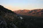 Vista general dels Abrics de l’Ermita, amb l’Ermita de la Pietat, la Foia i la Serra del&nbsp;Montsià